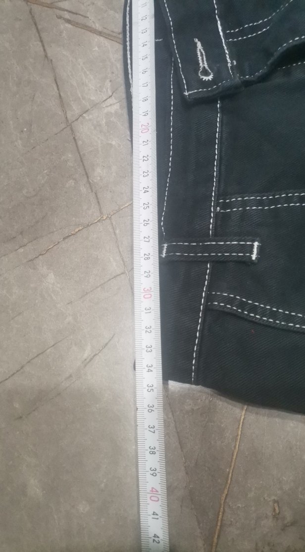 Siyah Bol Kesim Midi Kot Pantolon - Görsel 3