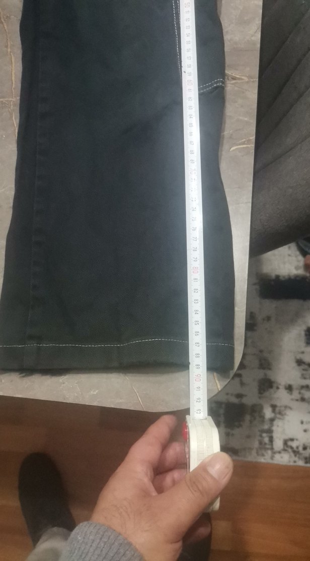 Siyah Bol Kesim Midi Kot Pantolon - Görsel 2