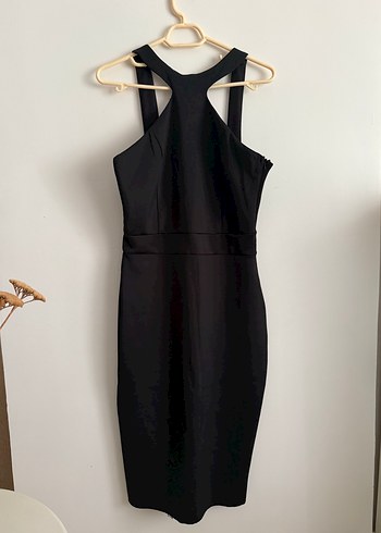 Siyah Bel Detaylı Midi Strappy Elbise - Görsel 4