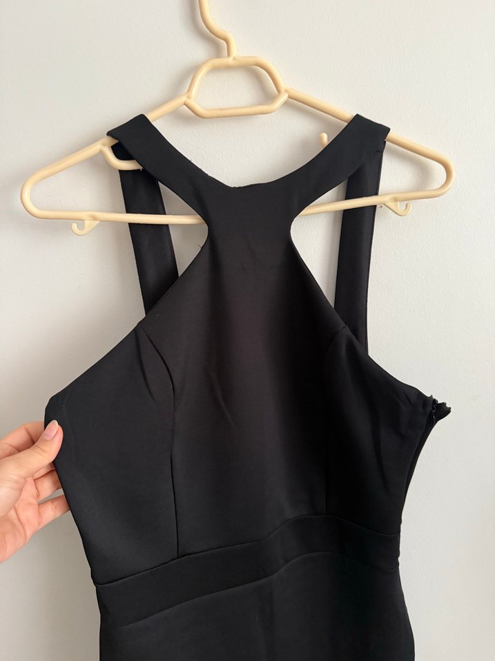 Siyah Bel Detaylı Midi Strappy Elbise - Görsel 3