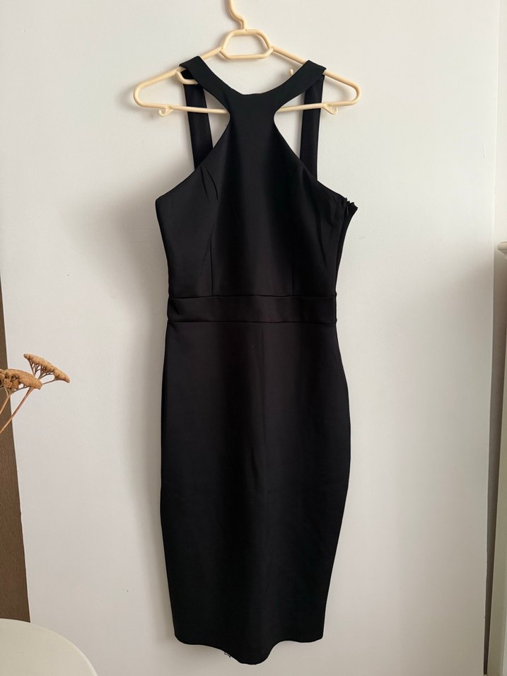 Siyah Bel Detaylı Midi Strappy Elbise - Görsel 4