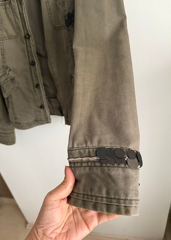 Düğmeli Gri Rock Punk Denim Ceket - Görsel 2