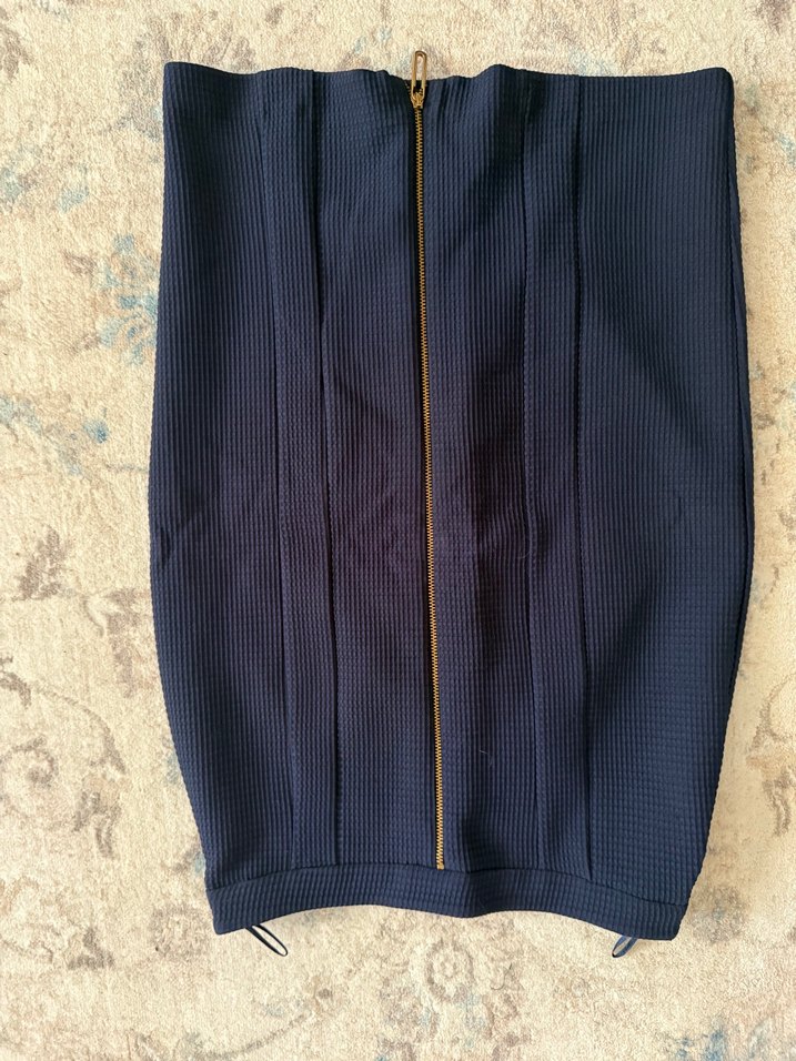 Kadın Lacivert Midi Kumaş kalem etek - Görsel 3