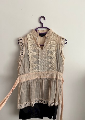 Dantel Detaylı Bohem V-Yaka Bluz - Görsel 2