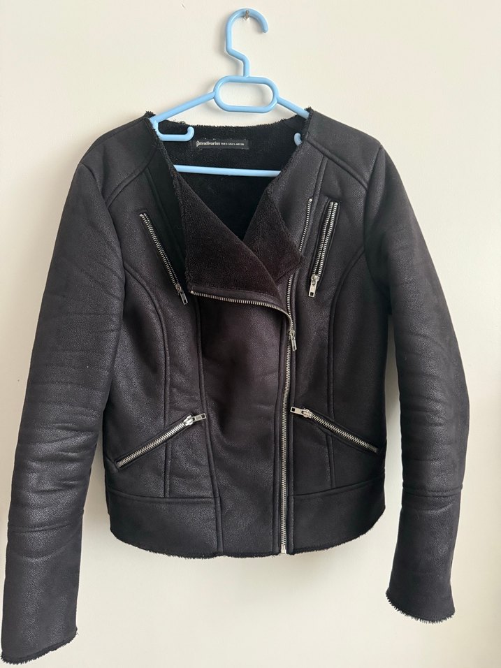 Siyah Deri Biker Ceket - Görsel 2