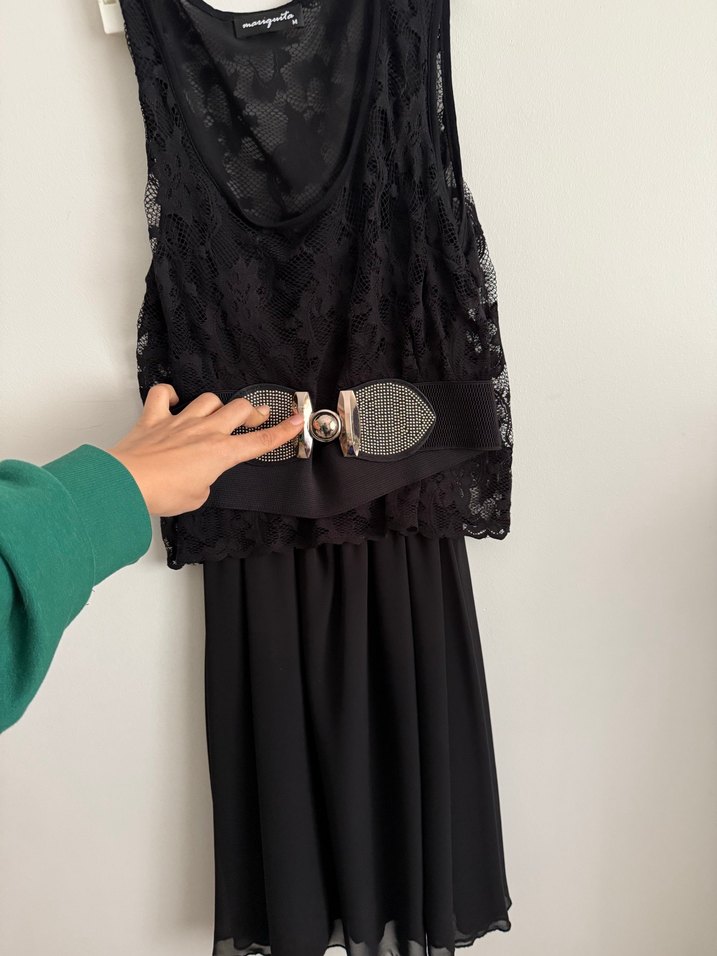 Siyah Drape Detaylı Uzun Kadın Gece Elbisesi - Görsel 3