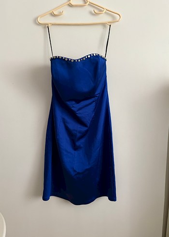 Drapeli Uzun Lacivert Abiye Elbise - Görsel 2