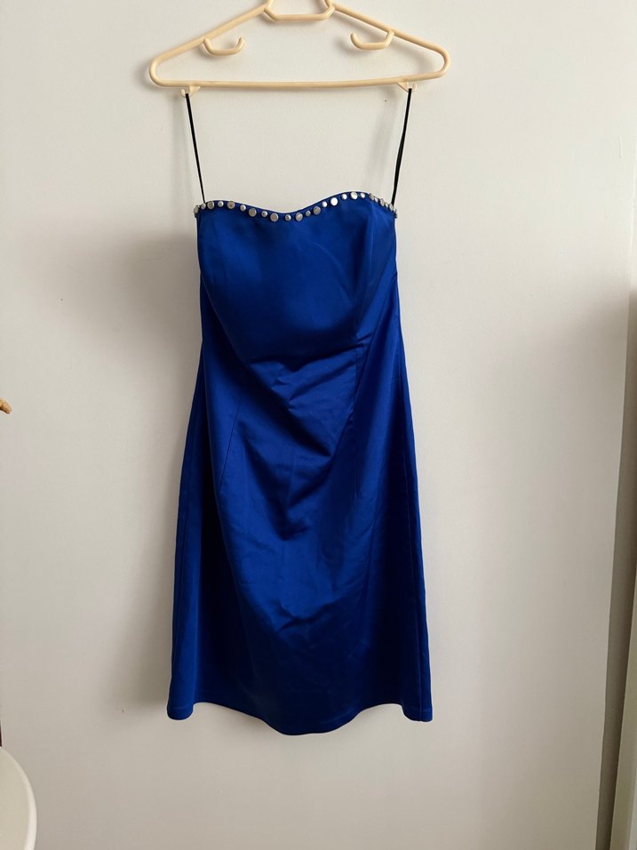 Drapeli Uzun Lacivert Abiye Elbise - Görsel 2