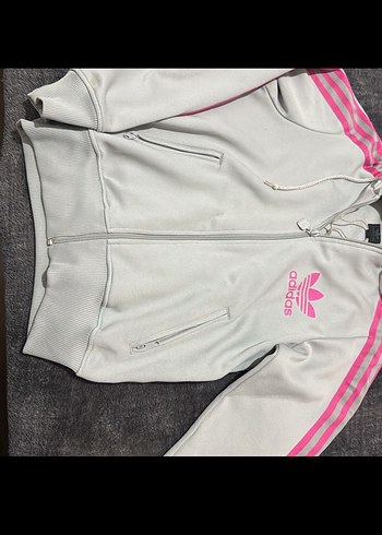 Adidas Kadın Pembe Gri Fermuarlı Sweatshirt - Görsel 3