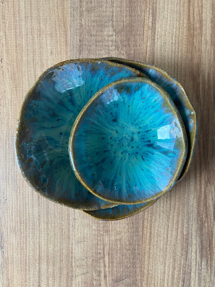 Stoneware Üçlü Dekoratif Tabak Seti - Görsel 4