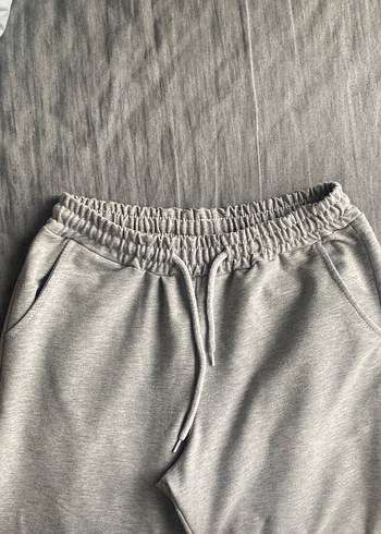 Gri Kadın Keten Rahat Kesim Eşofman Altı - Görsel 2