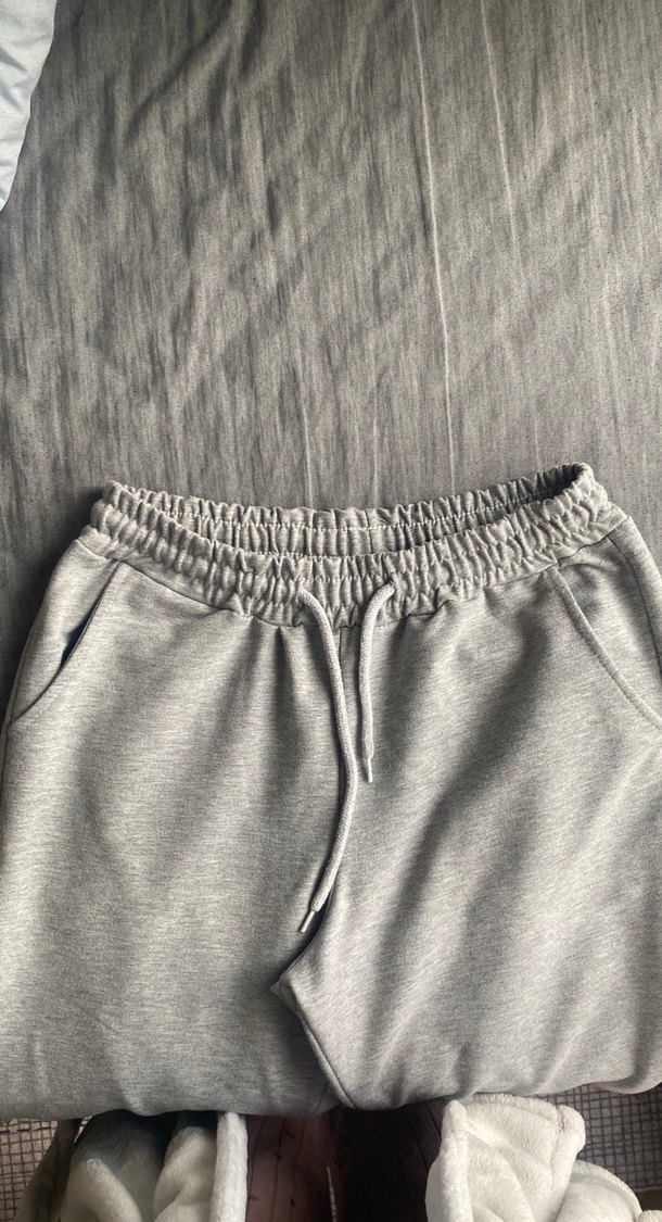 Gri Kadın Keten Rahat Kesim Eşofman Altı - Görsel 2