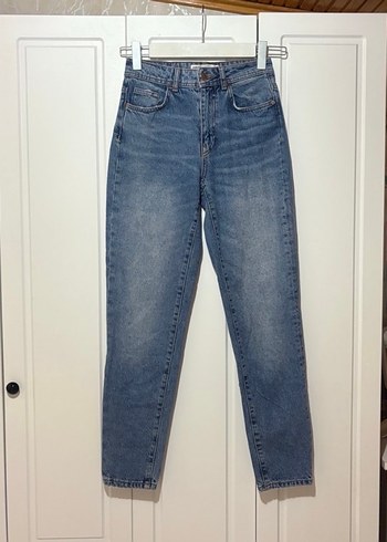 Gri Mavi Bol Kesim Midi Denim Jean - Görsel 2