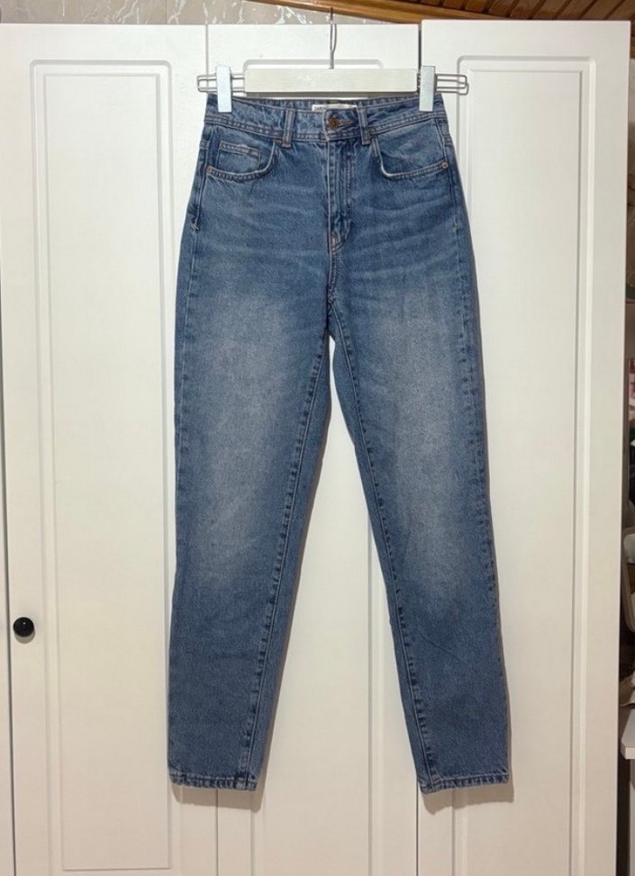 Gri Mavi Bol Kesim Midi Denim Jean - Görsel 2