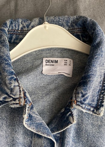 Gri Bağlama Desenli Bol Kesim Kadın Kot Ceket - Görsel 3