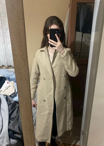 Bej Kemerli Midi Kadın Trençkot - Görsel 2