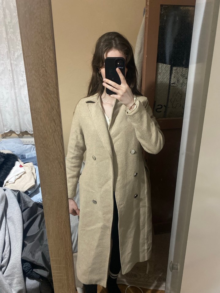 Bej Kemerli Midi Kadın Trençkot - Görsel 2