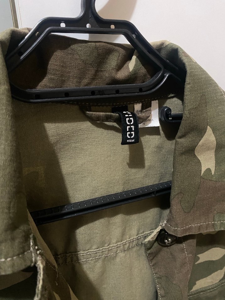 Kadın Haki Kamuflaj Düğmeli Midi Ceket - Görsel 4