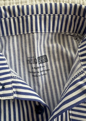 Düğmeli Çizgili Mavi Bebek Tulum - Görsel 2