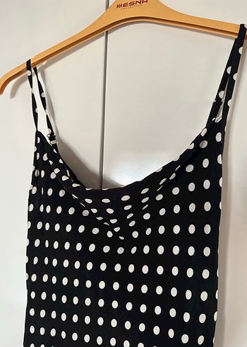 Puantiye Desenli Uzun Kadın Kalem Elbise - Görsel 2