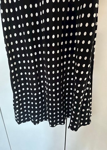 Puantiye Desenli Uzun Kadın Kalem Elbise - Görsel 3