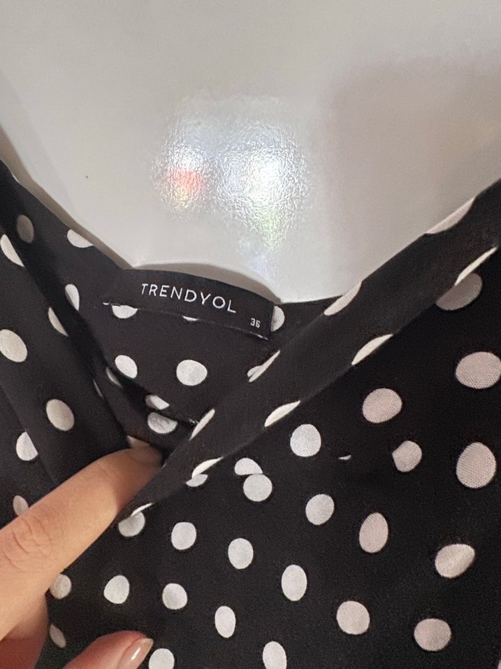 Puantiye Desenli Uzun Kadın Kalem Elbise - Görsel 4