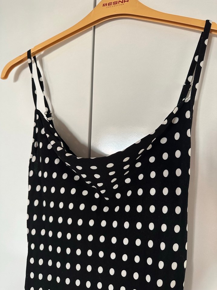 Puantiye Desenli Uzun Kadın Kalem Elbise - Görsel 2