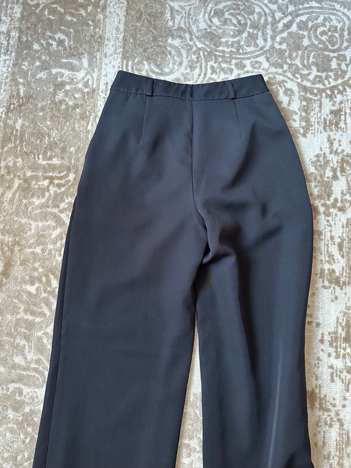 Siyah Kadın Kumaş Pantolon Midi Boy - Görsel 4