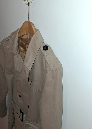 Bej erkek Midi Trençkot - Görsel 5