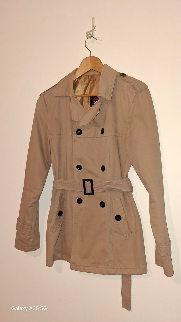 Bej erkek Midi Trençkot - Görsel 2