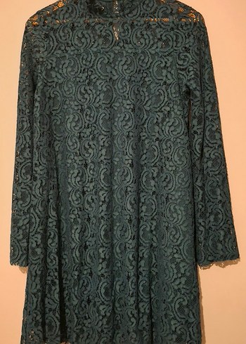 mudo Dantel Detaylı Yüksek Yakali Elbise - Görsel 3