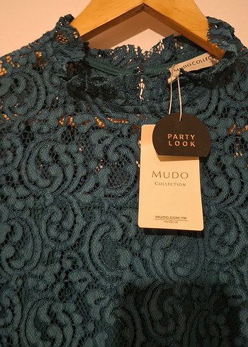 mudo Dantel Detaylı Yüksek Yakali Elbise - Görsel 5