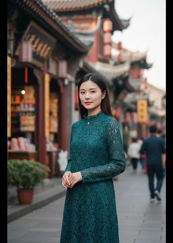 mudo Dantel Detaylı Yüksek Yakali Elbise - Görsel 2