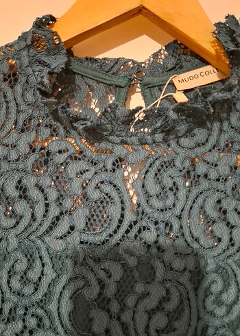 mudo Dantel Detaylı Yüksek Yakali Elbise - Görsel 4