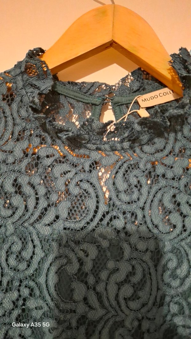 mudo Dantel Detaylı Yüksek Yakali Elbise - Görsel 4