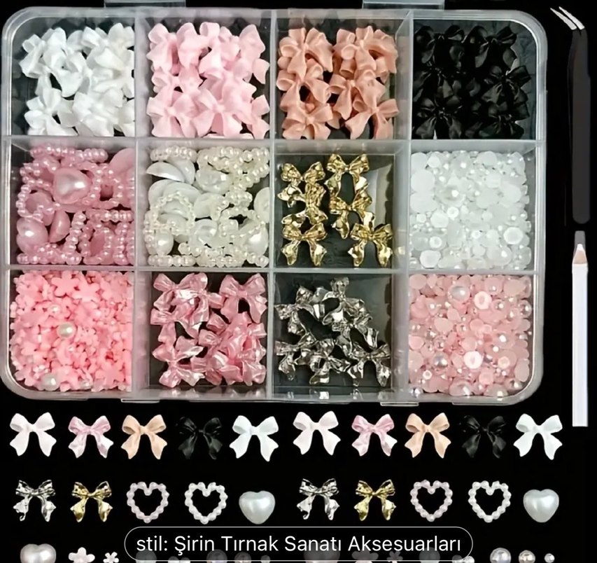 Çok Renkli Tırnak charm seti 120 adet - Görsel 2