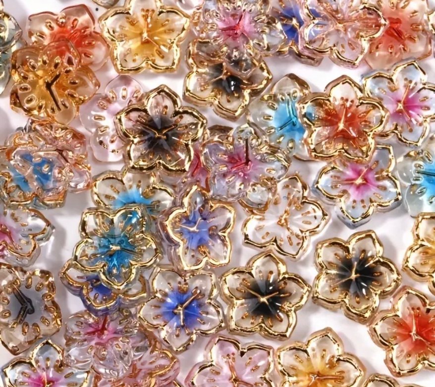 Renkli Çiçek Desenli Tırnak Süsleri 50 adet - Görsel 2