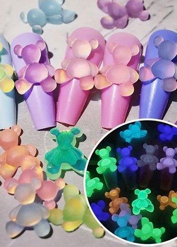 karanlıkta parlayan 3D charm neon tırnak aksesuarları - Görsel 5