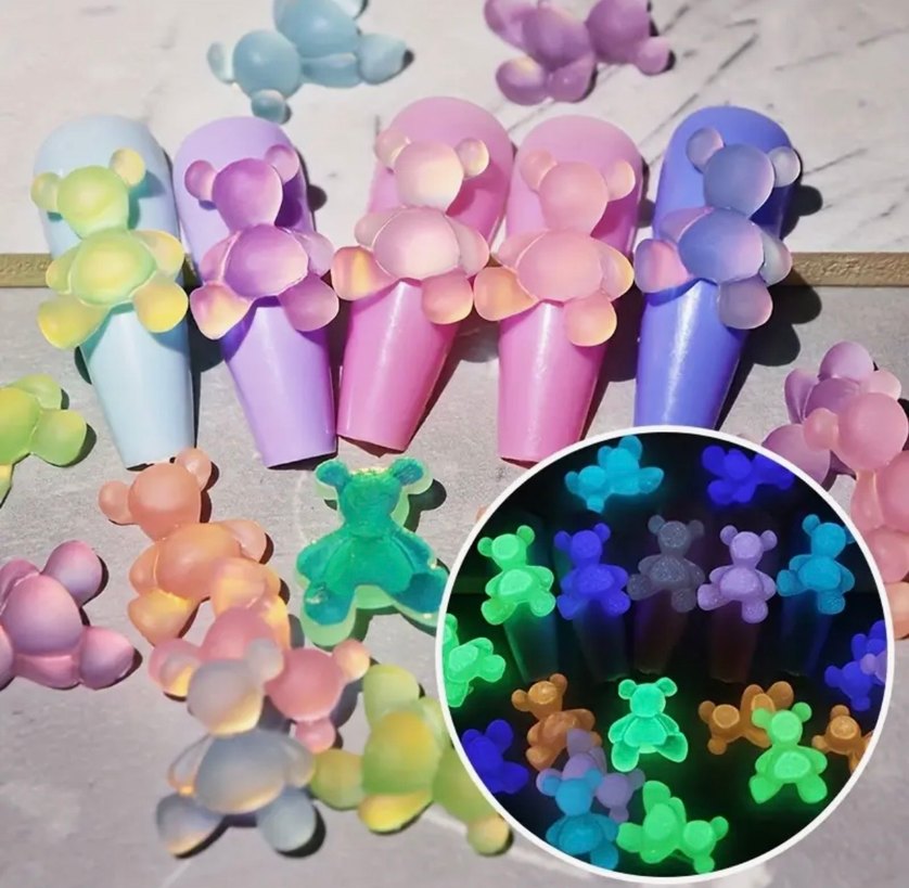 karanlıkta parlayan 3D charm neon tırnak aksesuarları - Görsel 5