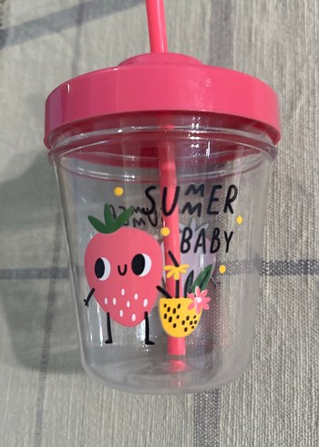 Pembe Kapaklı Renkli Bebek Bardağı - Görsel 2