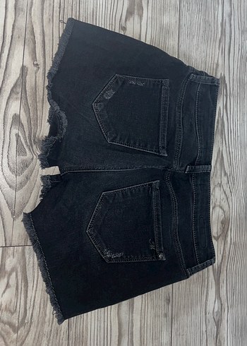 Siyah Kadın Kot Şort Midi Boy Bol Kesim - Görsel 2