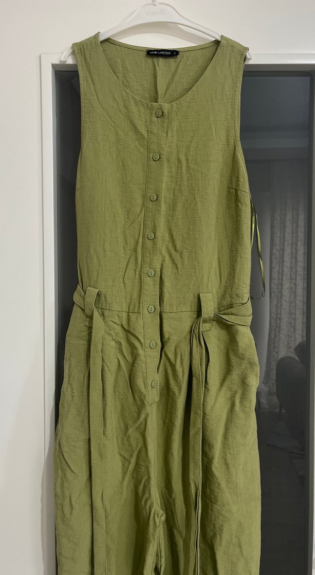 Kadın Keten Kemerli Uzun Tulum - Görsel 2