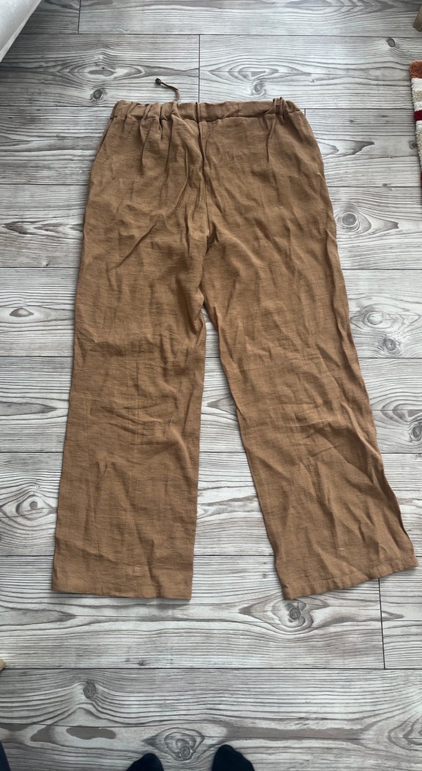 Bol Kesim Keten Kadın Pantolon - Görsel 2