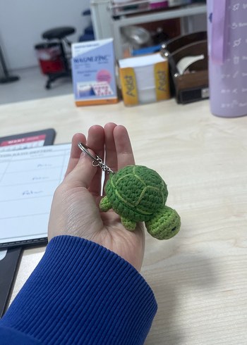 Amigurumi Örgü Yeşil Kaplumbağa Anahtarlık - Görsel 4