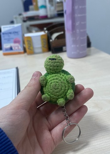Amigurumi Örgü Yeşil Kaplumbağa Anahtarlık - Görsel 3