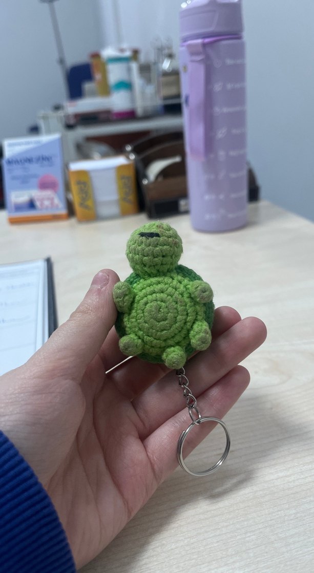 Amigurumi Örgü Yeşil Kaplumbağa Anahtarlık - Görsel 3