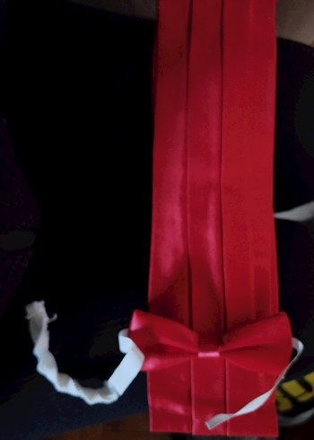 Kırmızı Erkek Papyon ve kuşak - Görsel 2