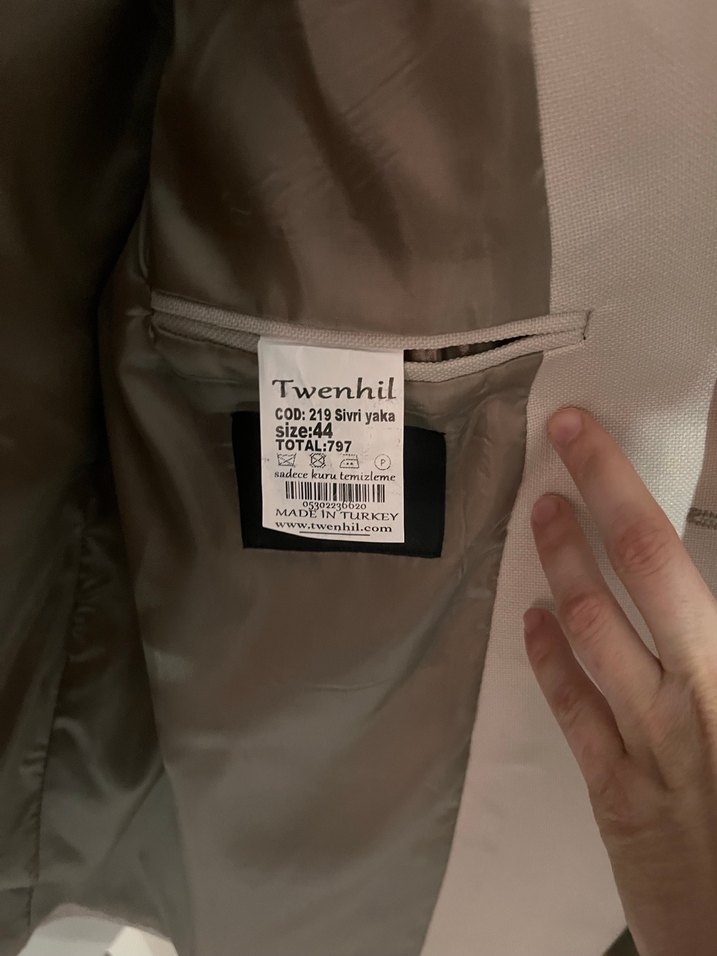 Bej Erkek Ceket Notch Yaka Düğmeli - Görsel 3