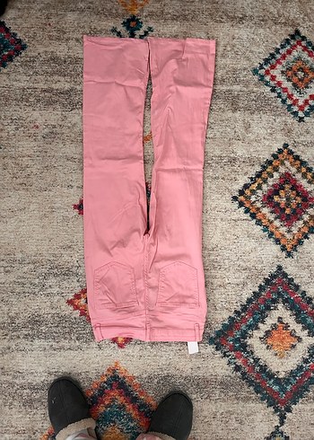 Pembe Bağcıklı Pamuklu Uzun Kadın Kot Pantolon - Görsel 3