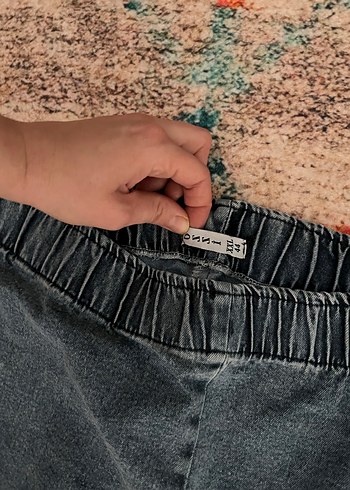 Gri Bağcıklı Midi Bol Kesim Kadın Kot Pantolon - Görsel 2